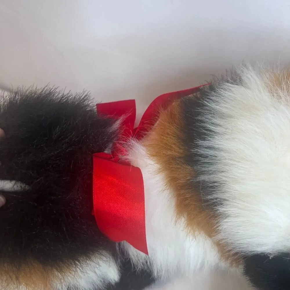 Ty Cat Maggie the Calico Cat 1995 Classic Line Plush Stuffed Animal Red Bow - Picture 6 of 10
